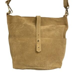 Garnet hill brown suede crossbody bag